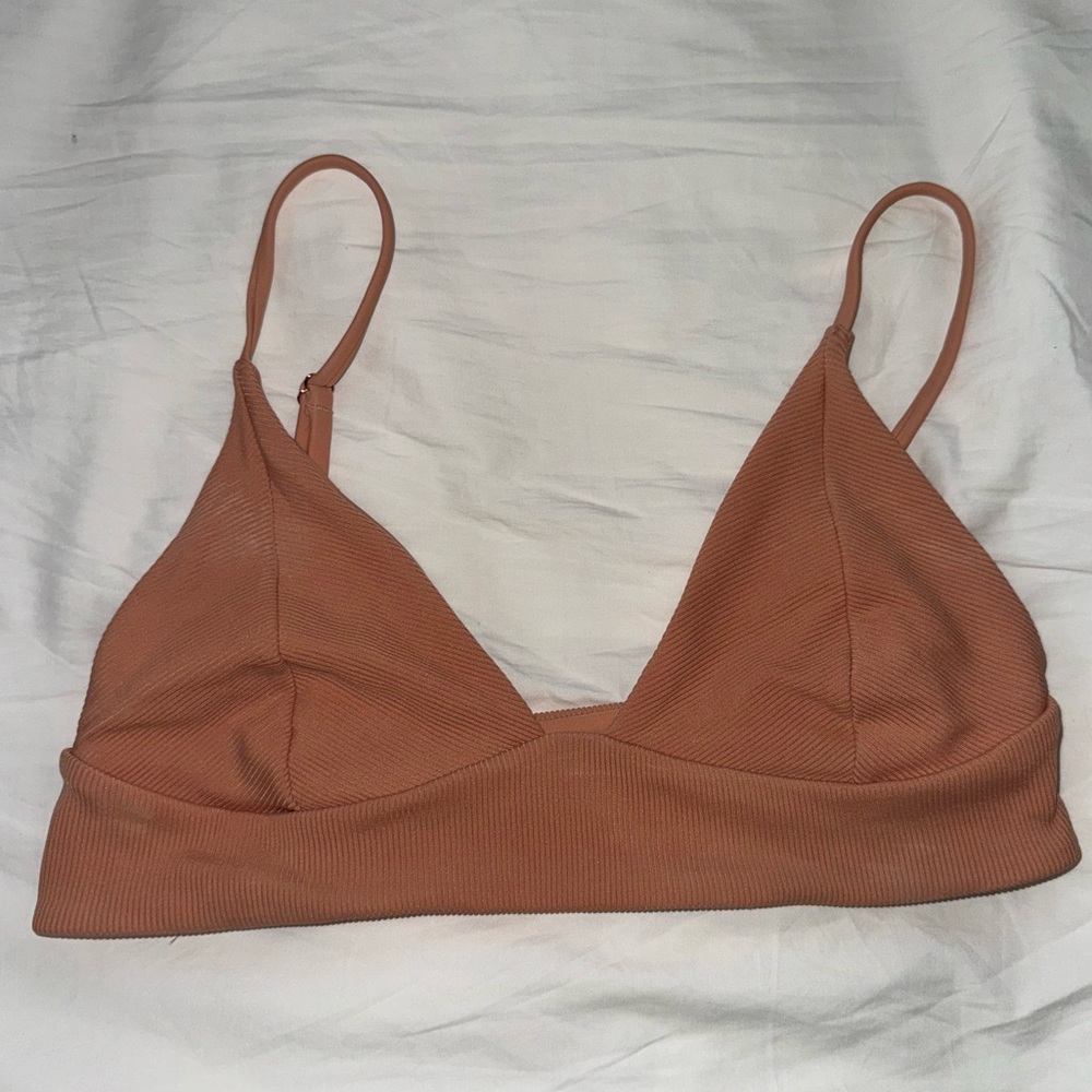 Tori praver swimwear triangle top in peach